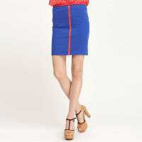 艾夫斯 女欧美风气质OL性感高腰糖果色包臀A字短裙G21222229005(蔚蓝/L)