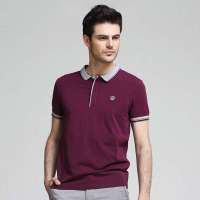 艾夫斯 男商务休闲英伦绅士立领短袖POLO衫G21221122005(铁锈红/XL)