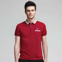 艾夫斯 男商务休闲时尚英伦撞色立领短袖POLO衫G21221122002(铁锈红/S)