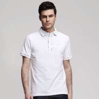 艾夫斯 男珠地网棉撞色短袖POLO衫21121122049(漂白/L)