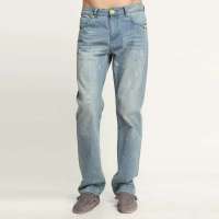 艾夫斯 男装韩版时尚喷墨做旧刷白休闲牛仔裤21121218015(浅牛仔蓝/27)