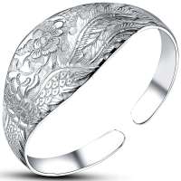 唯一(Winy) S990足银手镯 凤凰来仪 纯手工千足银手镯  44-45g 配权威证书 送精美包装 051SZ4