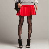 七格格 女装秋冬女下摆PU拼接半身裙含羊毛毛呢短裙2MP4001Y(红色/L)