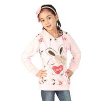 雪精灵女童新品连帽针织单衫X2-9019粉红色/150