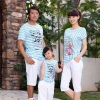 爱湾亲子装一家四口全家装短袖720童装11码
