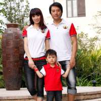 爱湾亲子装家庭装T恤撞色全家装726童装11码