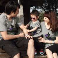 爱湾亲子装短袖t恤针绣印花886童装11码