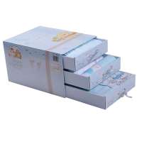 香港亿婴儿纯棉婴儿礼盒豪华版三层抽屉婴儿服饰礼盒615蓝色/均码