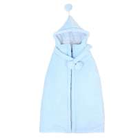 萌趣高档珊瑚绒带帽斗篷披风蓝色/均码