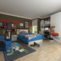 迪士尼酷漫居儿童家具麦坤卡丁车五件套1米5床/床头柜/2门衣柜/书桌/上架