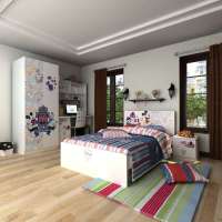 迪士尼酷漫居儿童家具米奇男公爵四件套1米5床/床头柜/2门衣柜/书桌