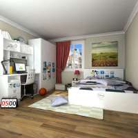 迪士尼酷漫居儿童家具米奇酷王子五件套1米5床/床头柜/3门衣柜/书桌/上架