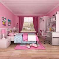 酷漫居KT蔷薇物语儿童家具四件套1米5床/床头柜/2门衣柜/书桌