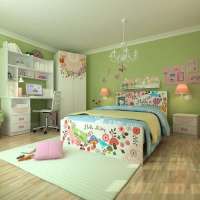 酷漫居KT春之樱儿童家具四件套1米5床/床头柜/2门衣柜/书桌