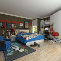 迪士尼酷漫居儿童家具麦坤卡丁车四件套1米5床/床头柜/3门衣柜/书桌