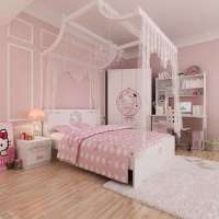 酷漫居KT维多利亚儿童家具五件套1米5床/床头柜/3门衣柜/书桌/上架