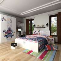 迪士尼酷漫居儿童家具米奇男公爵四件套1米2床/床头柜/3门衣柜/书桌