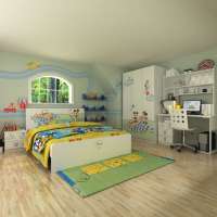 迪士尼酷漫居儿童家具米奇野餐派四件套1米2床/床头柜/3门衣柜/书桌