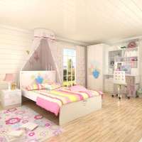 迪士尼酷漫居儿童家具公主童画梦五件套1米2床/床头柜/2门衣柜/书桌/上架