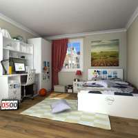 迪士尼酷漫居儿童家具米奇酷王子四件套1米2床/床头柜/2门衣柜/书桌