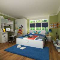 迪士尼酷漫居儿童家具米奇大冒险四件套1米2床/床头柜/3门衣柜/书桌