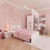 酷漫居KT维多利亚儿童家具四件套1米2床/床头柜/2门衣柜/书桌