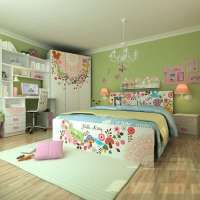 酷漫居KT春之樱儿童家具五件套1米2床/床头柜/3门衣柜/书桌/上架