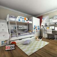 酷漫居儿童家具米奇酷王子金属架高低床/梯柜/3门衣柜/书桌/上架/椅子