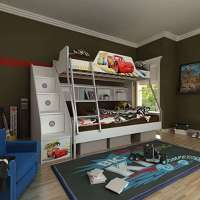 酷漫居儿童家具麦坤卡丁车金属架高低床/梯柜