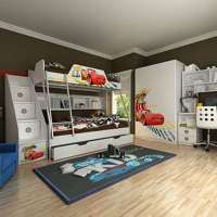 酷漫居儿童家具麦坤卡丁车金属架高低床/梯柜/2门衣柜