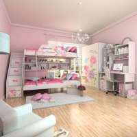 酷漫居儿童家具KT梦幻玫瑰金属架高低床/梯柜/3门衣柜