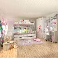 酷漫居儿童家具公主俏佳人金属架高低床/梯柜/书桌/上架