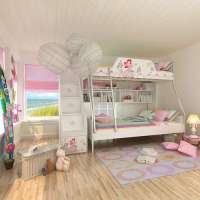 酷漫居儿童家具公主俏佳人金属架高低床不带梯柜