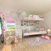 酷漫居儿童家具公主俏佳人金属架高低床/梯柜/2门衣柜