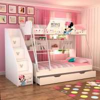 酷漫居儿童家具迪士尼米妮欢乐时光高低床梯柜/储物柜