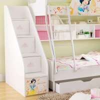 酷漫居儿童家具迪士尼白雪公主幸福之约高低床梯柜/储物柜