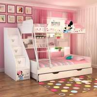 酷漫居儿童家具迪士尼米妮欢乐时光1米5金属架高低床不含梯柜拖箱