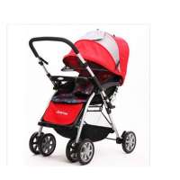 佳田E592可换向豪华婴儿手推车超大遮阳篷避震后靠背三档调节可平躺\红