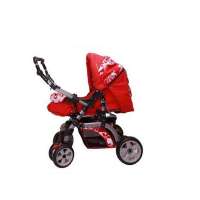 福贝贝豪华T333-2FK超大车轮婴儿童车双向推可平躺保暖运动强避震红白花