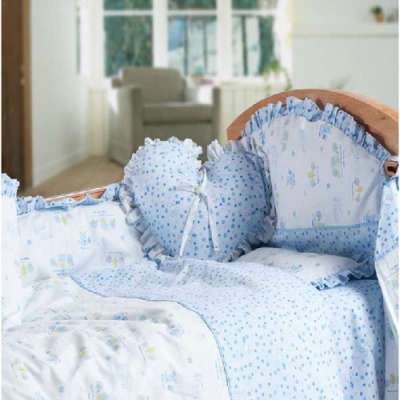 麻博士婴儿床品套件/宝宝床上用品蓝色十二件套/多尺寸纯棉多色