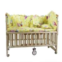 呵宝实木婴儿床HP-819加黄色乖乖兔床品