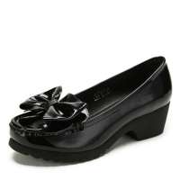 CAMEL/骆驼女蝴蝶结松糕鞋1003004黑色37