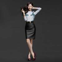 七格格 女装IAIZO春装欧美修身女装印花长袖衬衣12AD043015F（浅灰色/XL）