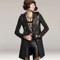 七格格 女装OTHERMIX冬装外套新款黑色拼接修身女装3MC1009Y(黑色/XL)