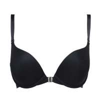 安莉芳提花无痕3/4薄杯上托低心位深V性感文胸黑色(70B)EB0329