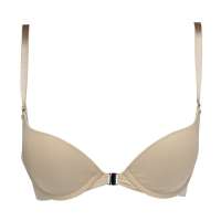 安莉芳提花无痕3/4薄杯上托低心位深V性感文胸肉色(70A)EB0329