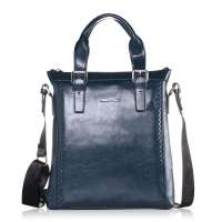 Hautton/皓顿 男士 街头休闲 牛皮手提包 单肩包 潮男必备 DB46 深蓝色