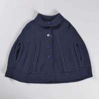 皇家宝贝秋冬新品女童毛衣披风25237202深蓝/90