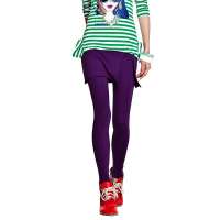 七格格 女装OTHERMIX新款纯色打底裤假两件开叉打底裙裤12T30052(紫色/S)