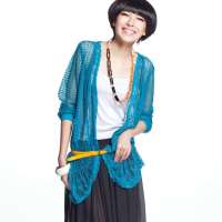 七格格 女装2013新款春装外套休闲女装修身长袖针织开衫女12MN013006F(天蓝/F)